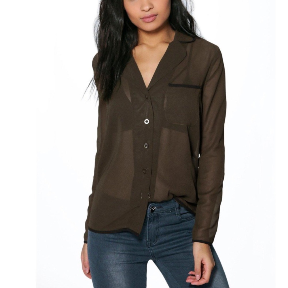 Green sheer blouse